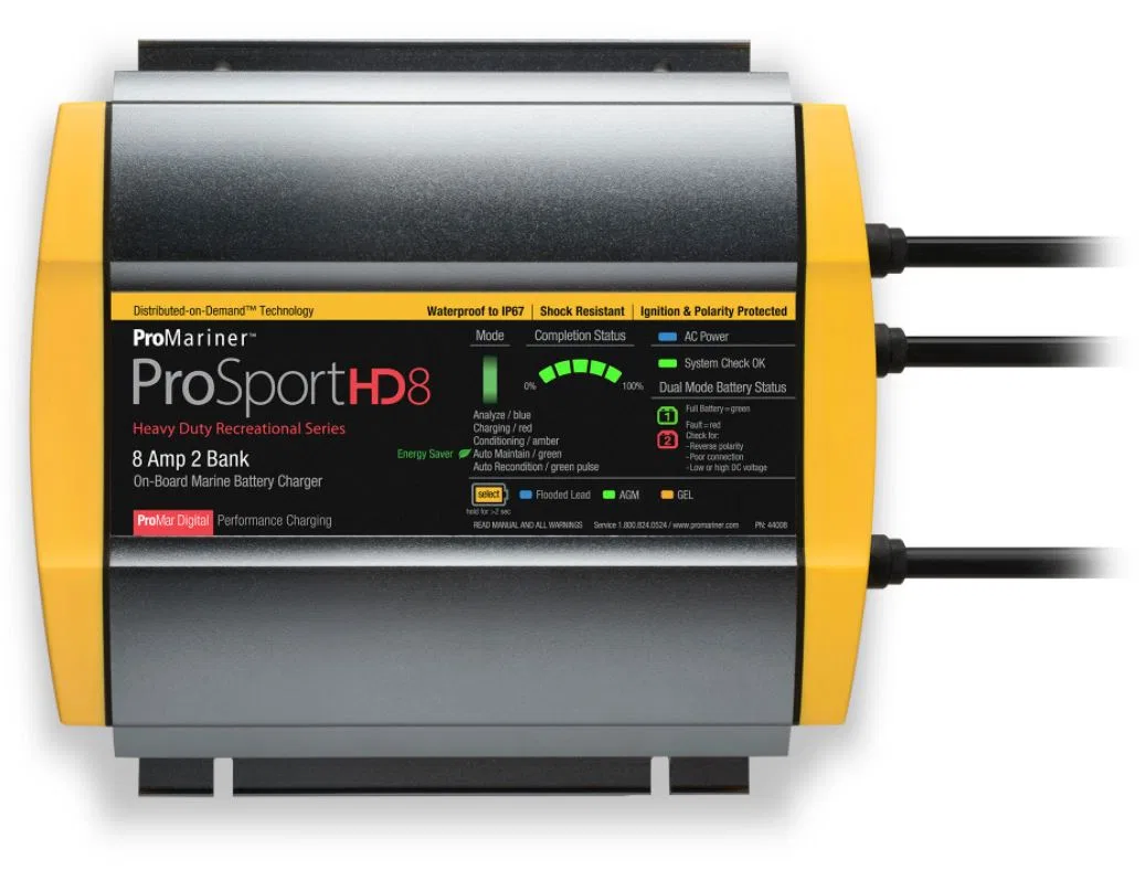 44008 – PRO MARINER Battery Charger, For 12 Volt/ 24 Volt Marine Batteries 2 Bank Charger 120 Volt Power Supply 5 Ste...